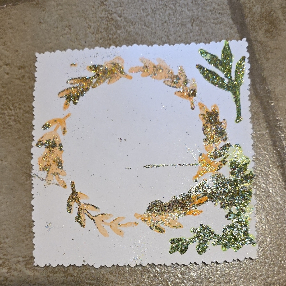 Elegant Green and Orange Leaf Art Painting
